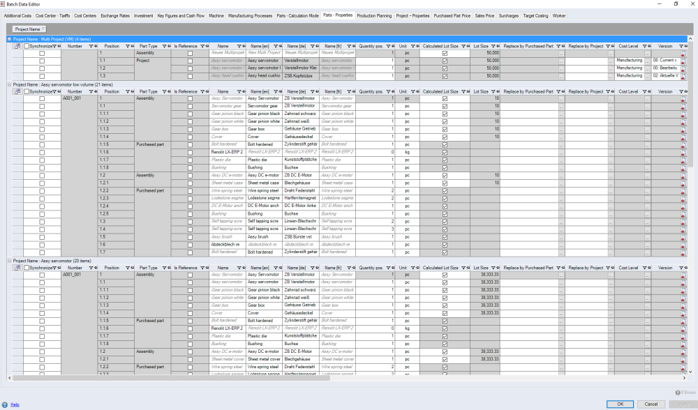 Batch Data Editor dialog
