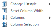 Liststyle, context menu