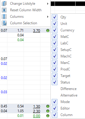 Liststyle, context menu
