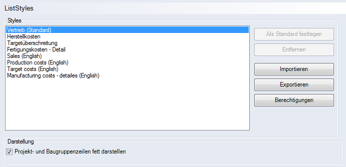 Liststyles Interface