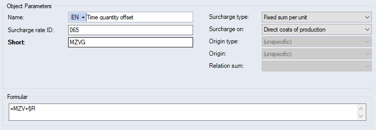 Data Administration, Basic data Surcharge rates